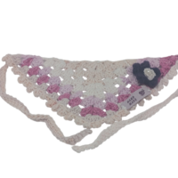 Small Crochet Bandana with Purple Flower